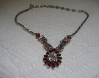 Exquisite High Quality Red and Crystal Choker with Large Pear Drop