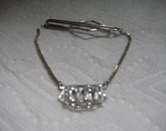 Sterling and Marcasites Tie Clip Vintage with Name DOM