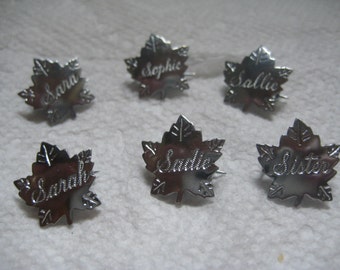 Liberty Silver Maple Leaf Name Pins Letter S