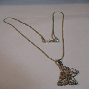 Sterling Silver Filigree Butterfly Pendant Necklace - 16 Inch