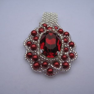 Cute Little Siam Rhinestone in Sew on Setting Pendant by ME