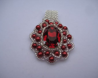 Cute Little Siam Rhinestone in Sew on Setting Pendant by ME