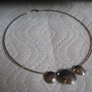 Hand Made Sterling Circle Choker with 3 Oval Drops Not Marked But Tested Sterlng