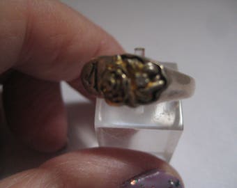 KEEPSAKE SS Sterling Silver V Inscribed Ring Size 8 One Half Diamond on Rose