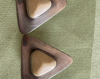 M.Lee Signed Navaho Triangle Shaped PP Earrings with Stones