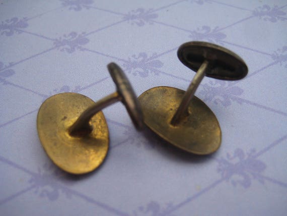 Victorian Brass Cufflinks: Stylized Sun Design, R… - image 4
