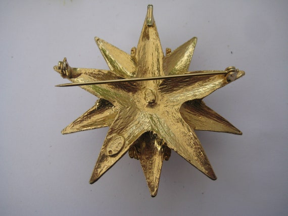 BENEDIKT NY Marked Star and Crown Pin with Huge E… - image 3