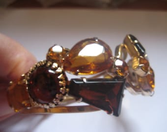 DeLizza & Elster aka Juliana Hinged Gold Tone Clamper Bracelet with Shades of Topaz Page 298 Ann Pitmans Book