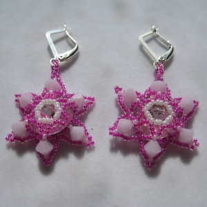 Rose Rivoli Star Shaped Earrings with Mint Alabaster Bicones by ME