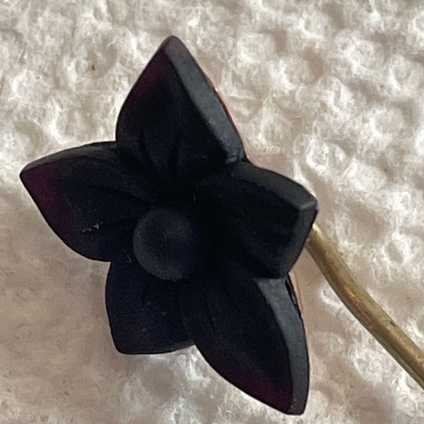 Gutta Percha Flower Stickpin Antique Jewelry From 1800s