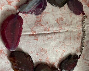Red Dragon Veins Agate Faceted Slab Necklace 7 Slabs