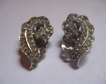 JOMAZ Joseph Mazer Rhinestone Clip On Earrings from the 50s with Crystal Rhinestones