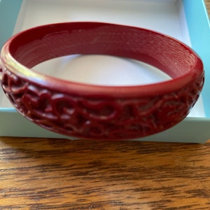 Carved Reddish Brown Cinnabar Bracelet