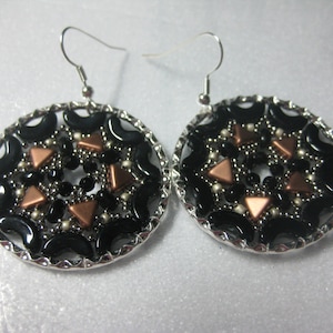 Hoop Pierced Wire Earrings Embellished with Arcos Kheops and Seed Beads Reminds me of Dream Catchers