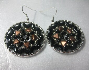 Hoop Pierced Wire Earrings Embellished with Arcos Kheops and Seed Beads Reminds me of Dream Catchers