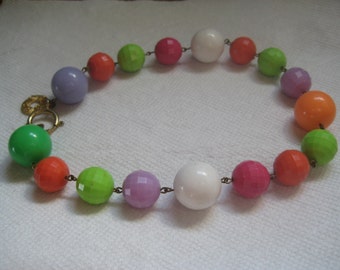 GERARD YOSCA 80s Multi Colored Plastic Graduated Beads Statement Necklace
