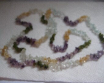 Gemstone Chip 35" Necklace with Amehtyst Rock Crystal Citrine Peridot Aquamarine