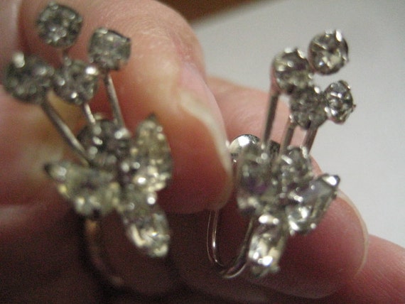 Vintage Sterling and Crystal  Screwback Earrings … - image 1
