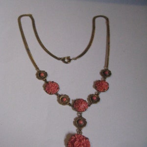 Art Deco  20s Brass  and Orange Celluloid Flower Choker Very High Quality