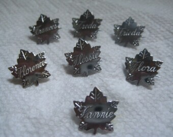 Liberty Silver Maple Leaf Name Pins Letter F