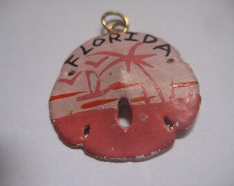 Hand Painted Black Light Pink and Pink Genuine Sand Dollar Charm From  Florida Souvenir