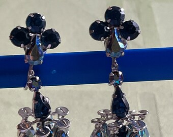 Montana Sapphire Chandelier Style Clip On Earrings from the 50s or 60s