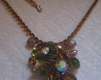 Rare Edlee Rhinestone Choker in Shades of Topaz and Olivine Cornucopia Rhinestones