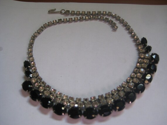 CORO Jet and Crystal Rhinestone Choker from the 5… - image 1