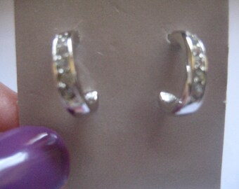 Vintage AVON Simulated Diamond Hoops Vintage Pierced Post Earrings