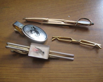 3 Tie Clips and a Collar Clip Very Nice and Vintage