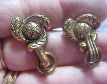 2 Victorian or Edwardian Metal Shank Buttons with Drops Different Bottoms