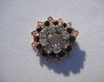 Retro 50s Circle Brooch with Rhinestones Designed by ME