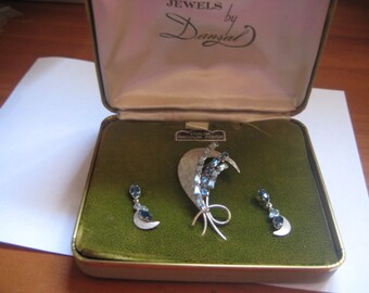 Jewels by Dansal ART in Star Marked Demi Parure of Rhodium Plated Sterling With Rhinestones