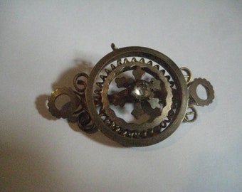 Edwardian Pinch Beck Brooch with Paste Stone in Center