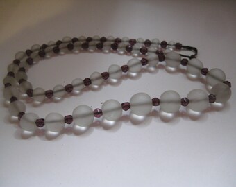 1930s Camphor Glass and Cut Crystal Beads Graduated Necklace Probly Czech