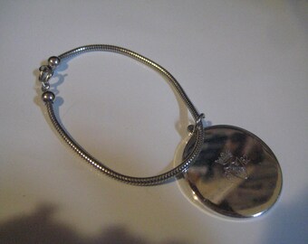 CORO  1962 Snake Chain Bracelet with Large Disc Dangle Marked Zeus NK with Shield and Crown