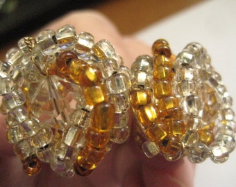 Castlecliff Birds Nest Earrings in Topaz and Crystal From the 50s Like New