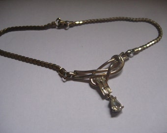 SPERRY Goldtone Rhinestone Choker with Pear Drop Vintage