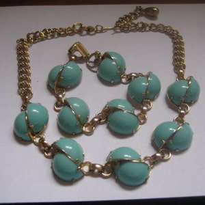 Aqua Thermoset Plastic Choker With Gold Tone Metal