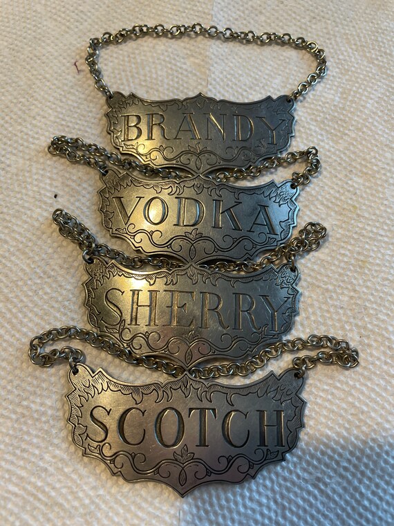 STEIFF Pewter Liquor Decanter Hang Tags Scotch Sherry Vodka Etsy