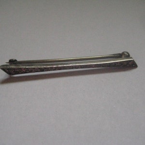 Antique Victorian Sterling Bar Pin with Paste Rhinestones Hand Cut
