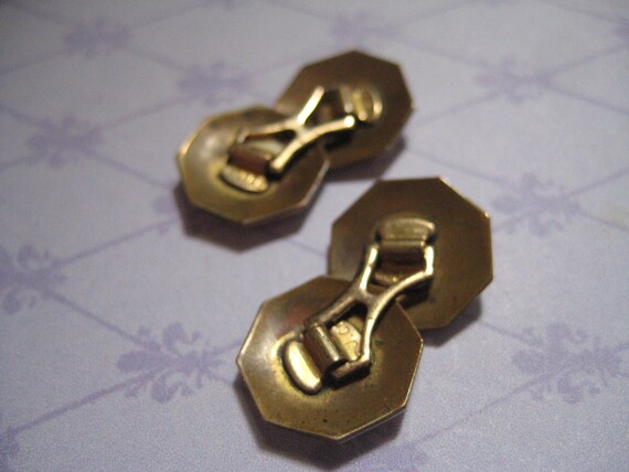 Antique M.J. Co. Cufflinks in Gold Topped Brass H… - image 2