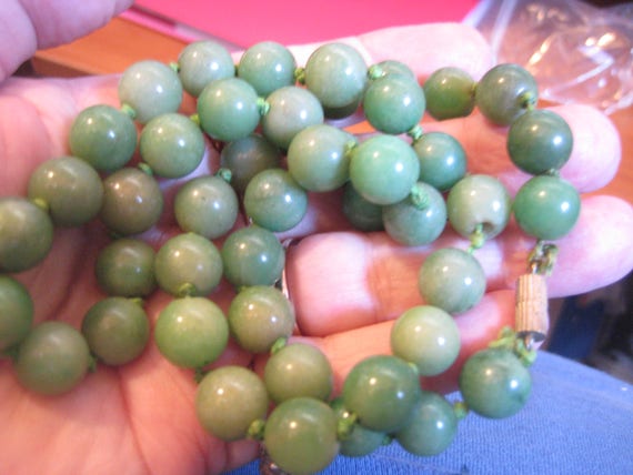 Natural Color Jade Beads Hand Tied with Silk and … - image 8