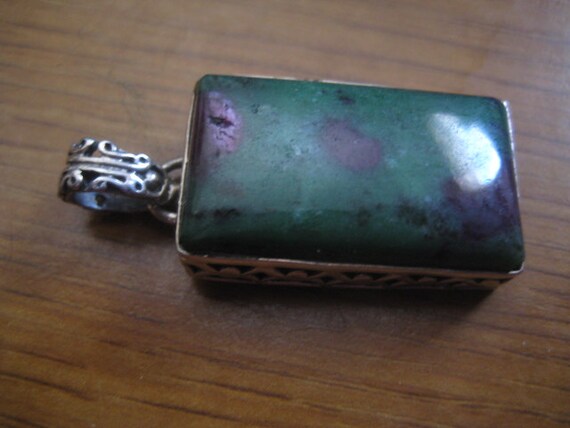 Ruby in Zoisite Rectangular Stone in Sterling Sil… - image 3