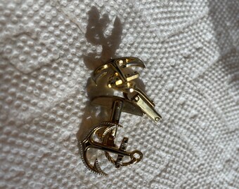 Spanish Damascene Anchor Shaped Mid Century Cuff Links
