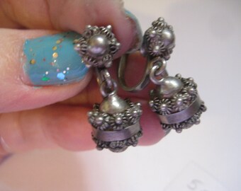 Hencho en Mexico Cuernavaca 925 RD Etruscan Style Screw Back Earrings