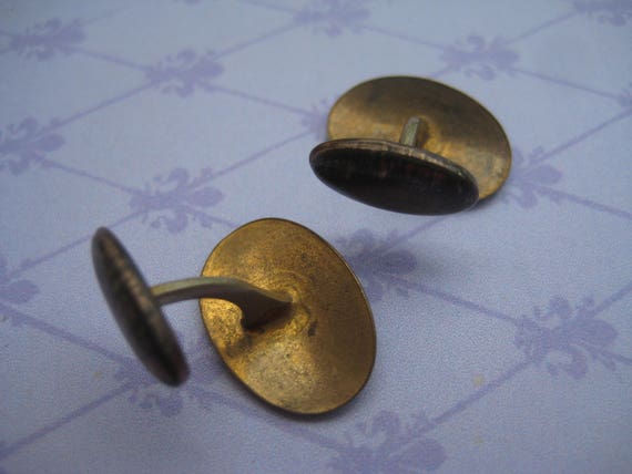 Victorian Brass Cufflinks: Stylized Sun Design, R… - image 5
