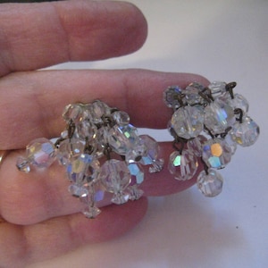 Waterfall Crystal Chandelier Style Clip On Earrings from the 50s or 60s