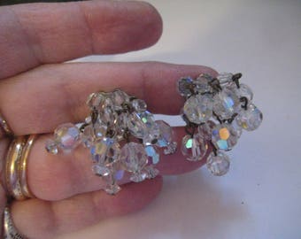 Waterfall Crystal Chandelier Style Clip On Earrings from the 50s or 60s