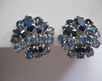 Unsigned Beauties Screwbacks Montana Sapphire and Light Sapphire in Silver Plated Brass